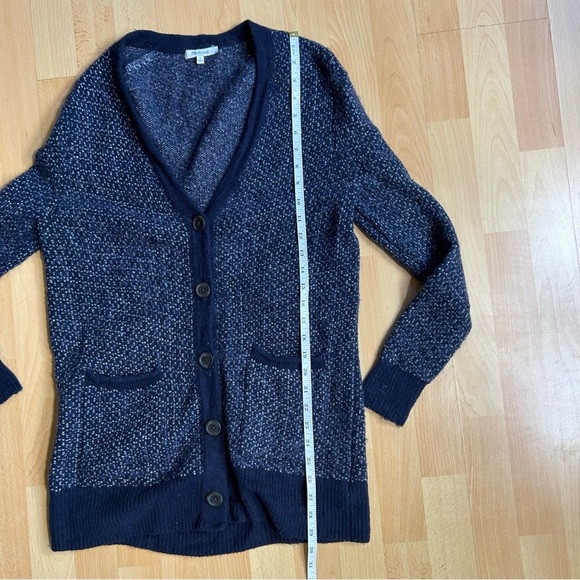 Madewell Birds Eye Maysfield Alpaca Wool Blend Cardigan Blue and White Cozy Soft - Picture 11 of 11